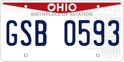 OH license plate GSB0593