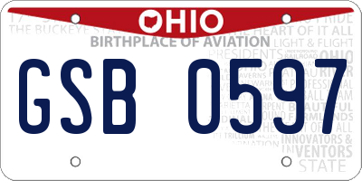 OH license plate GSB0597