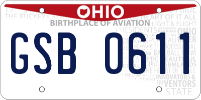 OH license plate GSB0611