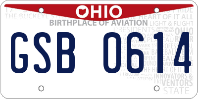 OH license plate GSB0614
