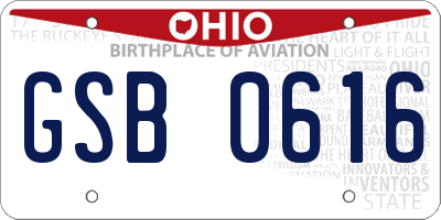 OH license plate GSB0616