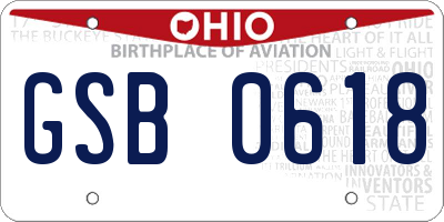 OH license plate GSB0618