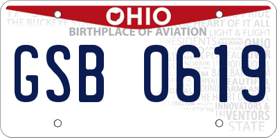 OH license plate GSB0619