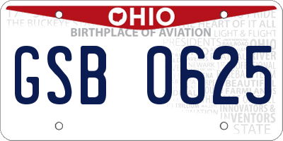 OH license plate GSB0625