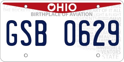 OH license plate GSB0629