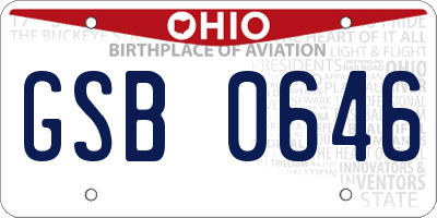 OH license plate GSB0646