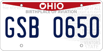 OH license plate GSB0650