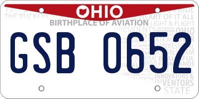 OH license plate GSB0652