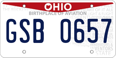 OH license plate GSB0657