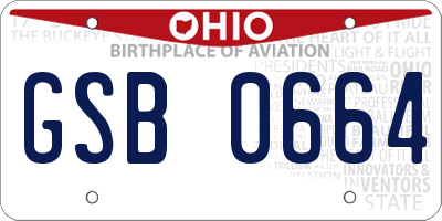 OH license plate GSB0664