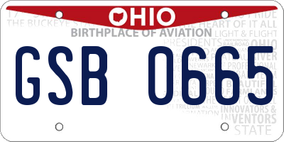 OH license plate GSB0665