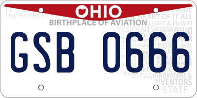 OH license plate GSB0666