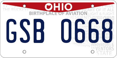 OH license plate GSB0668