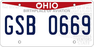 OH license plate GSB0669