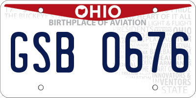 OH license plate GSB0676