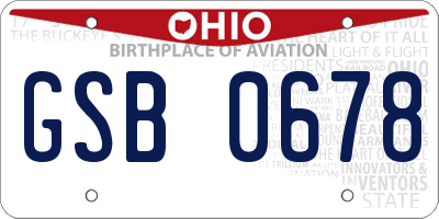 OH license plate GSB0678