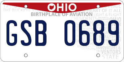 OH license plate GSB0689