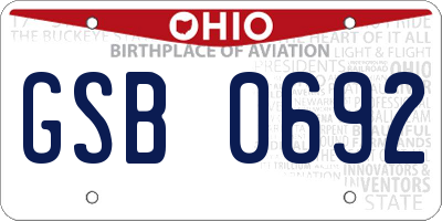 OH license plate GSB0692