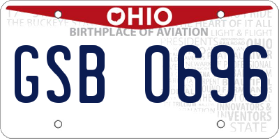 OH license plate GSB0696