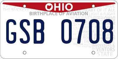 OH license plate GSB0708