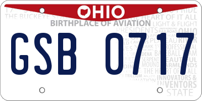 OH license plate GSB0717