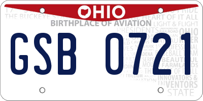 OH license plate GSB0721