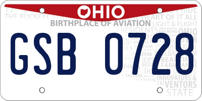 OH license plate GSB0728