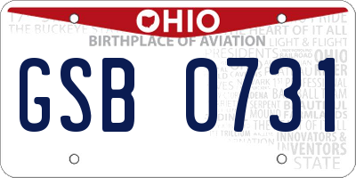 OH license plate GSB0731