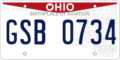 OH license plate GSB0734