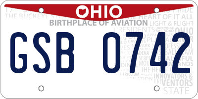 OH license plate GSB0742