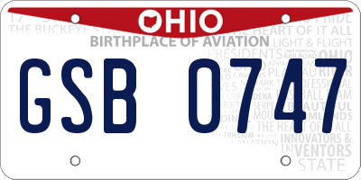 OH license plate GSB0747