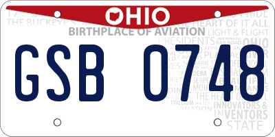 OH license plate GSB0748