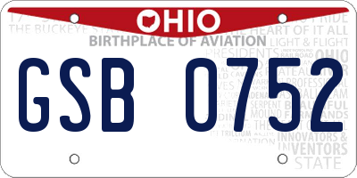 OH license plate GSB0752