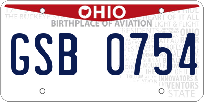 OH license plate GSB0754
