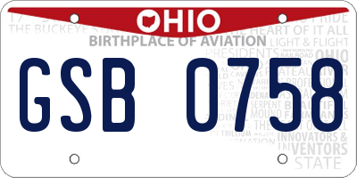 OH license plate GSB0758