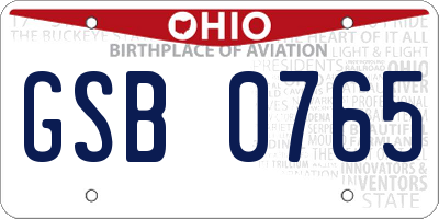 OH license plate GSB0765