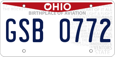 OH license plate GSB0772