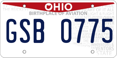 OH license plate GSB0775