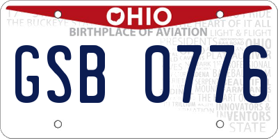 OH license plate GSB0776