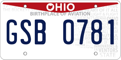 OH license plate GSB0781