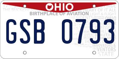 OH license plate GSB0793