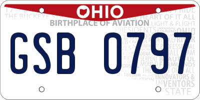 OH license plate GSB0797