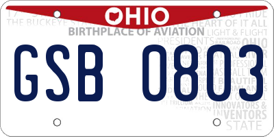 OH license plate GSB0803