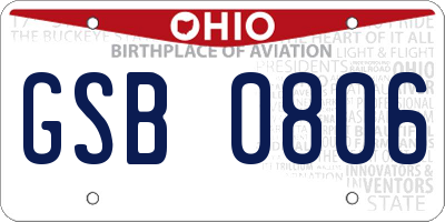 OH license plate GSB0806