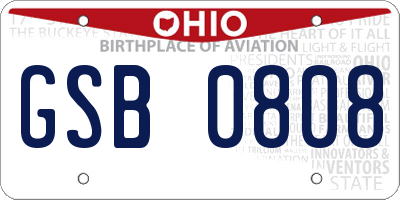 OH license plate GSB0808