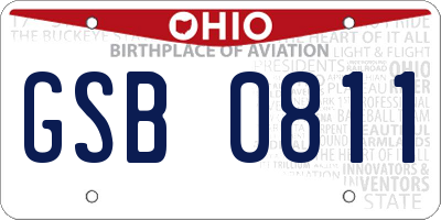 OH license plate GSB0811