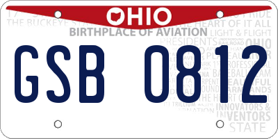 OH license plate GSB0812