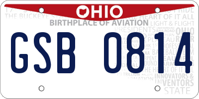 OH license plate GSB0814