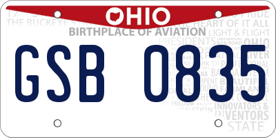 OH license plate GSB0835
