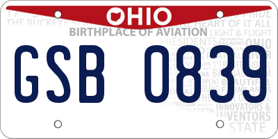 OH license plate GSB0839